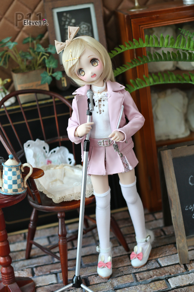 1/4,MSD,MDD 革ジャン風 ライダー ジャケット スカート セット服 ピンク ドルフィードリーム 人形洋服 オーダー