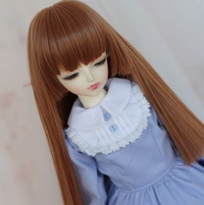 幼SD/YOSD 姫カット ストレートロング ブラウン2 ドール耐熱ウィッグ かつら スーパードルフィー 人形用
