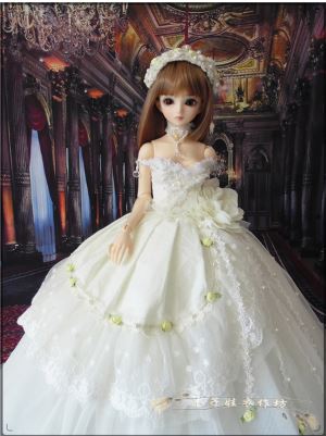 SD/DDドール豪華ドレス フラワーウェディングドレス スーパードルフィー人形用 オーダー