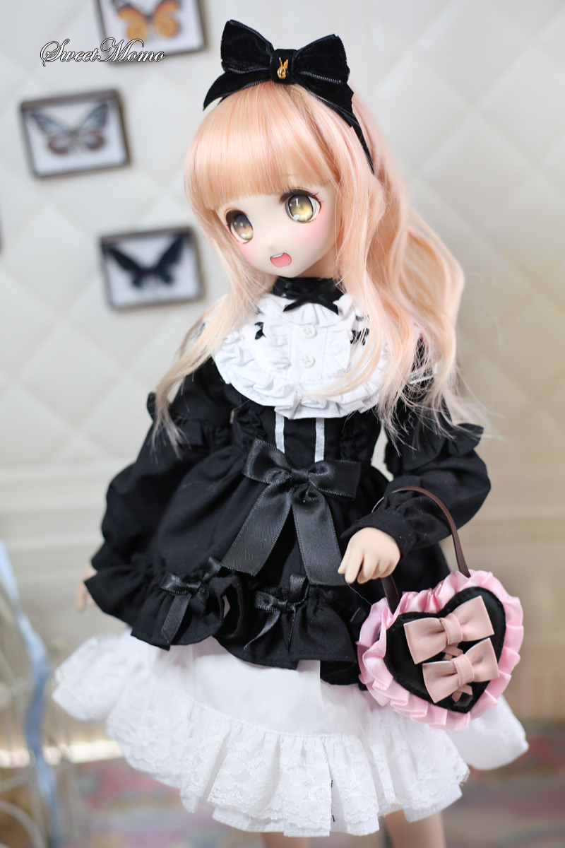 1/4,MDD,MSD クラシック ロリータ ワンピースドレス 黒 ドルフィードリーム ドール服 オーダー