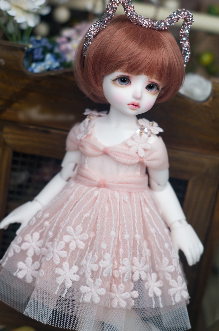 HONEY DOLL / 1/6,YOSD,幼SD ピンク レース フラワー ドレス スーパー