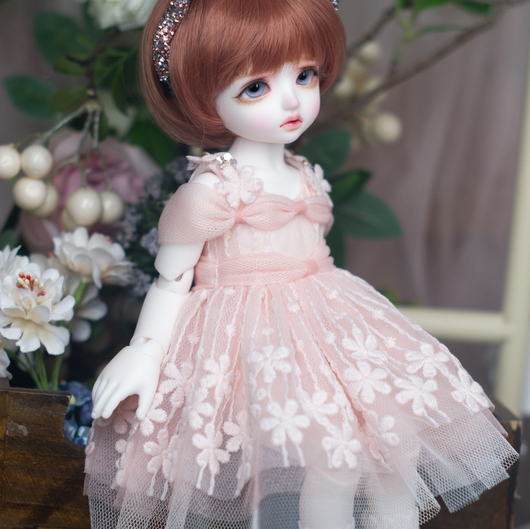 HONEY DOLL / 1/6,YOSD,幼SD ピンク レース フラワー ドレス スーパー