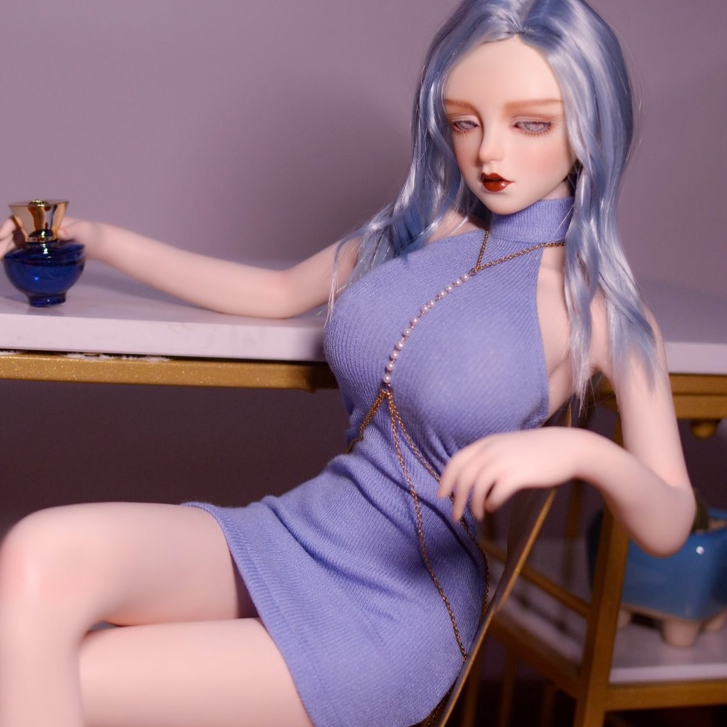 1/3,DD,SD ホルターネック ボディコン ミニワンピース 青 ドルフィードリーム ドール服 オーダー