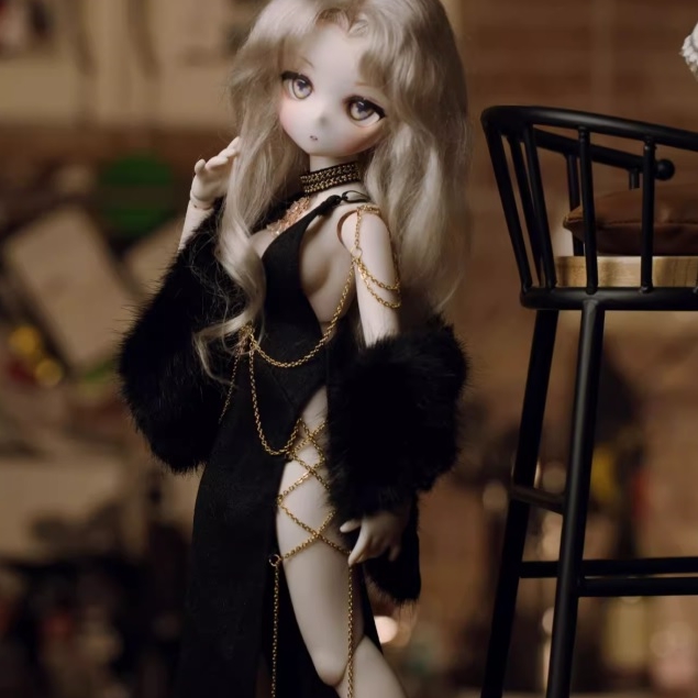 1/4BJD,MDD,MSD セクシー スリット ロングドレス 黒 ドルフィードリーム ドール服 オーダー