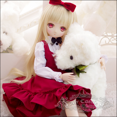 1/4,MSD,MDD フリルワンピースセット服 赤 ドルフィードリーム 人形洋服 オーダー