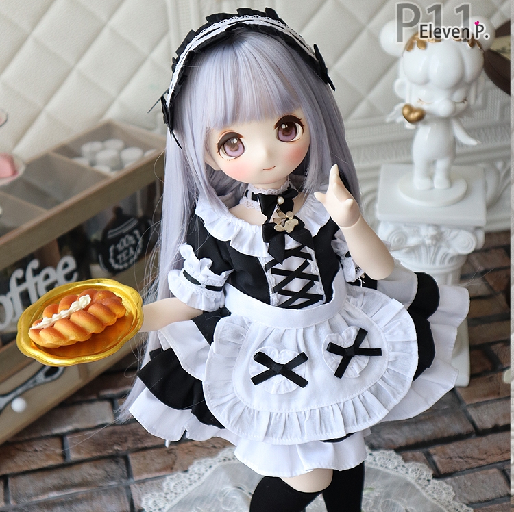 1/4,MDDもちあしサイズ 半袖 ミニスカワンピース メイド服セット ドルフィードリーム 人形洋服 オーダー