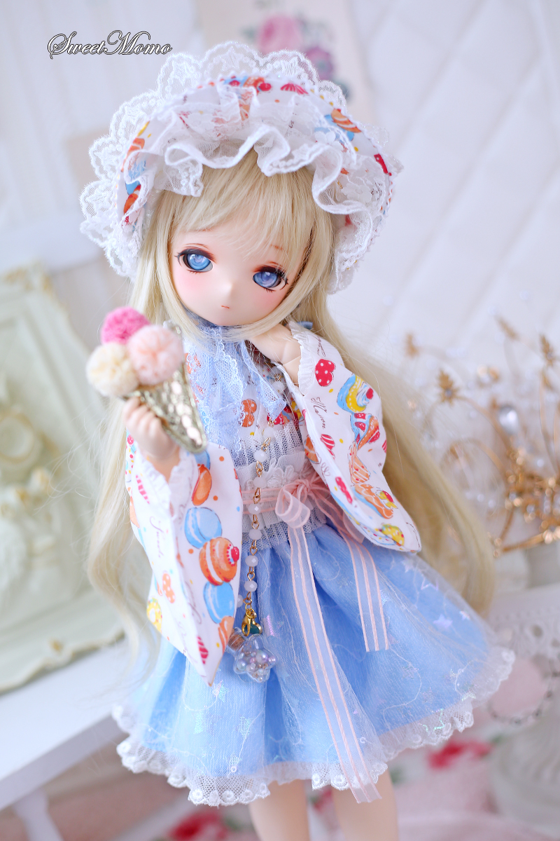 HONEY DOLL / 1/4,MDD,MSD 着物風 ミニドレス セット服 青 スーパー