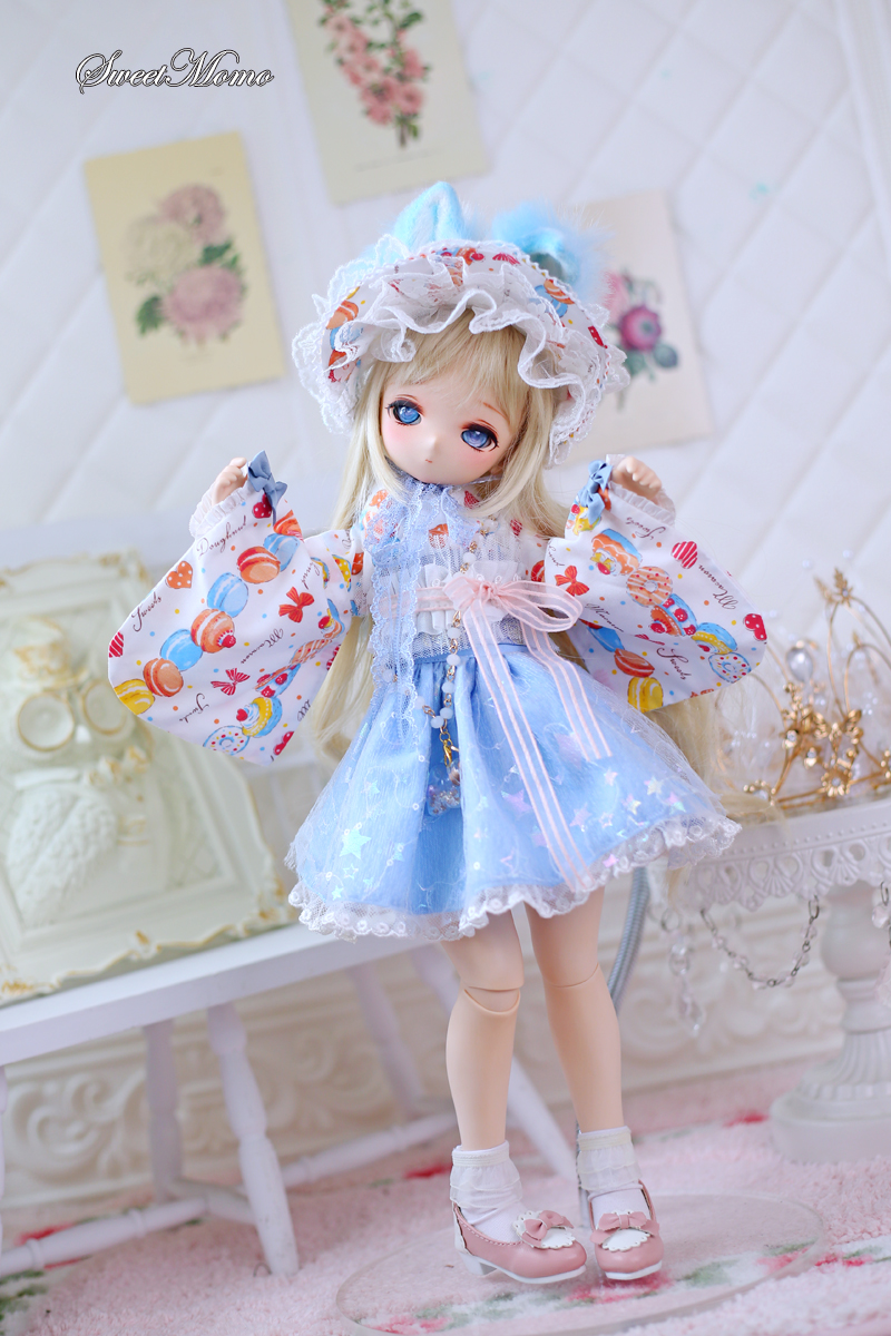 HONEY DOLL / 1/4,MDD,MSD 着物風 ミニドレス セット服 青 スーパー