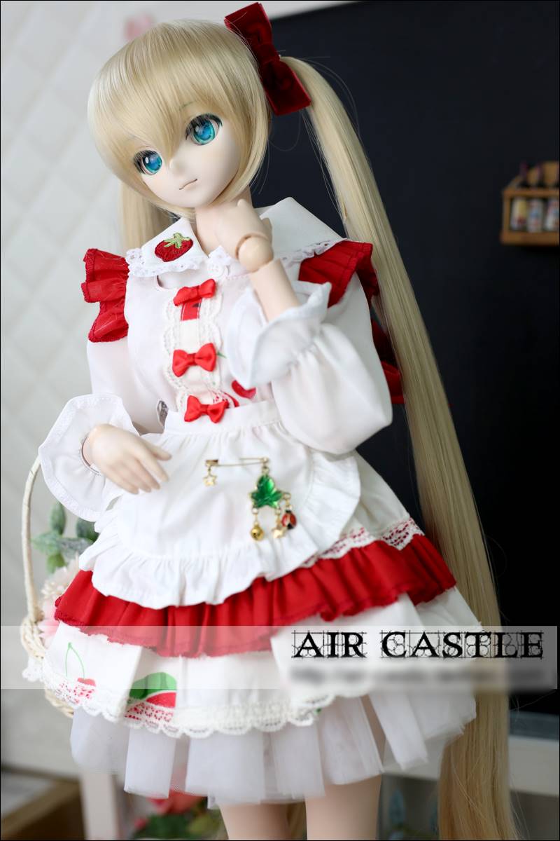 1/3,DD,SD エプロンワンピースドレス セット服 赤白 ドルフィードリーム 人形洋服 オーダー