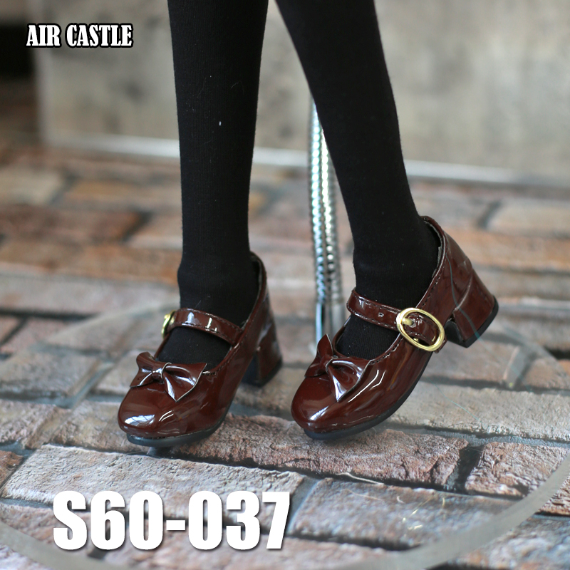 1/3,DD リボン エナメル シューズ 赤茶色 ドルフィードリーム 靴 人形用