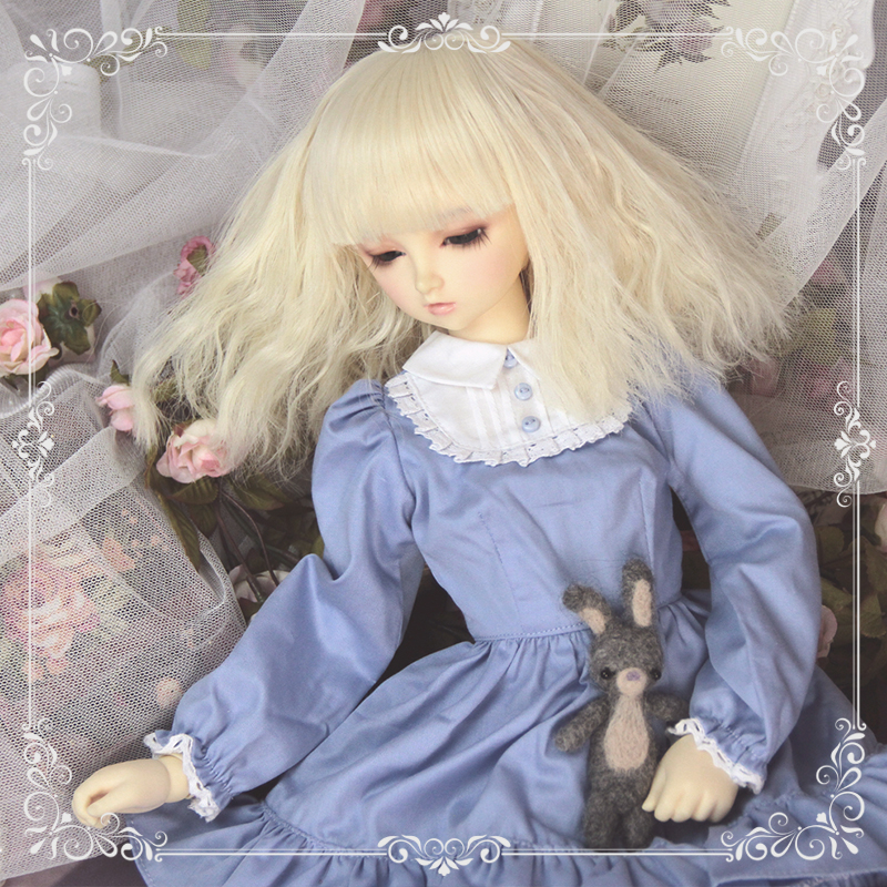 HONEY DOLL / 1/4,MSD,MDD レトロメイド風ドレスセット服 ブルー