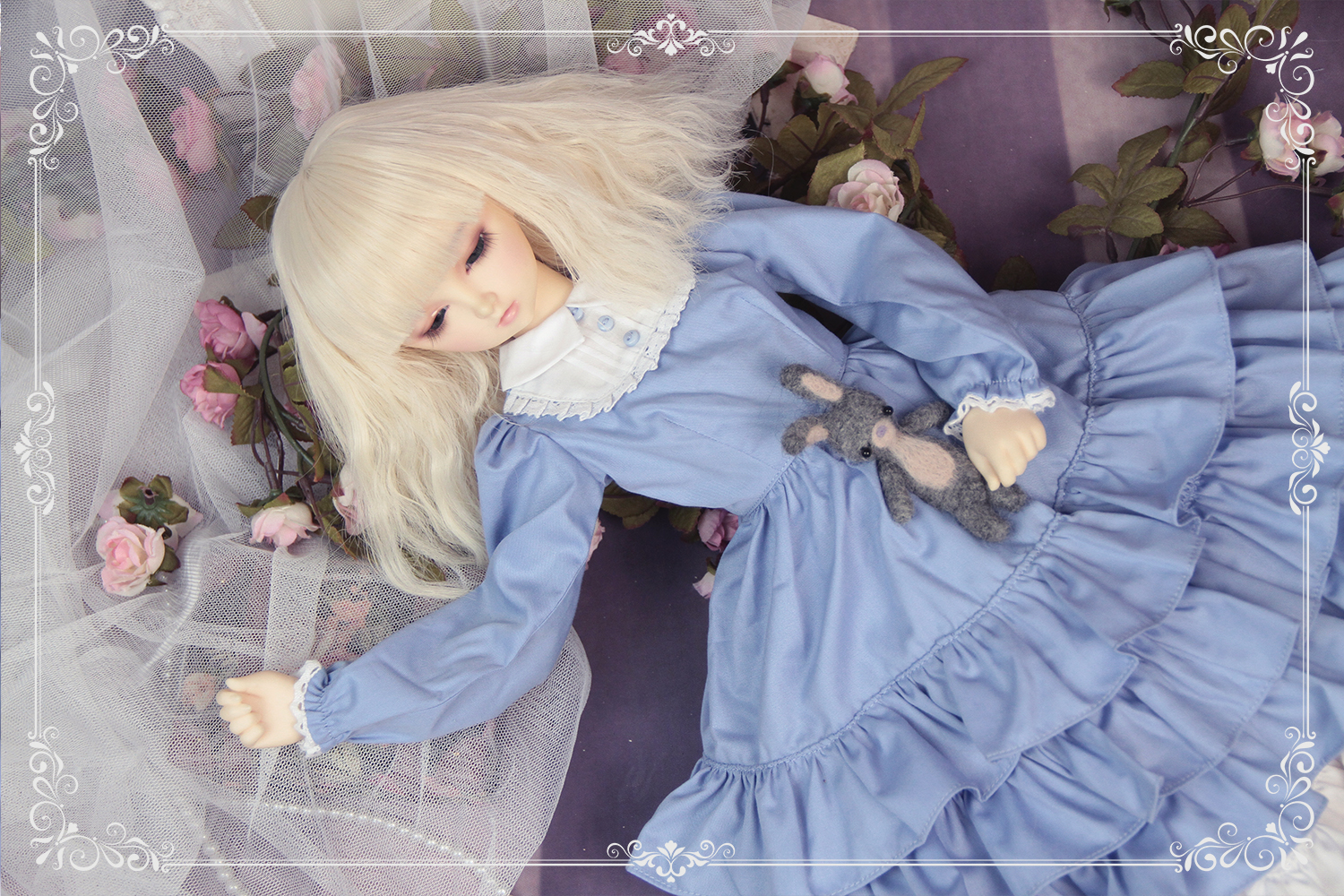 1/4,MSD,MDD レトロメイド風ドレスセット服 赤 ドルフィードリーム 人形洋服 オーダー