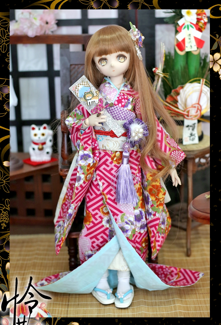 HONEY DOLL / 1/4,MSD,MDD 振袖 着物 セット ピンク ドルフィー