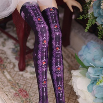 1/4,MSD,MDD クリスタルローズ 紫 ニーハイソックス ドルフィードリーム 人形靴下 オーダー